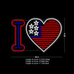 I love USA LED neon sign with a glowing heart, perfect for patriotic home décor and celebrations by Neon.Shop