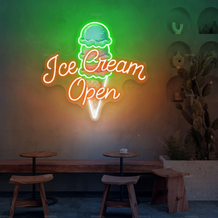 Ice Cream Open Business Neon Sign