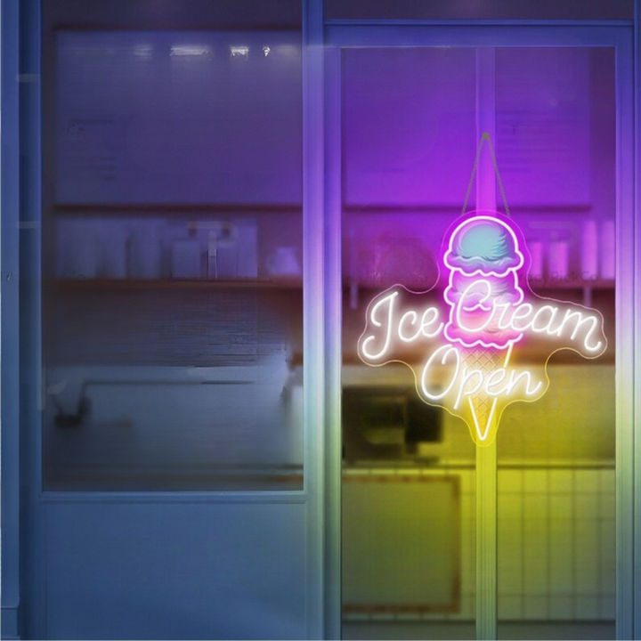 Ice Cream Open Business Neon Sign
