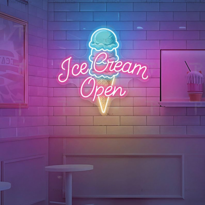 Ice Cream Open Business Neon Sign