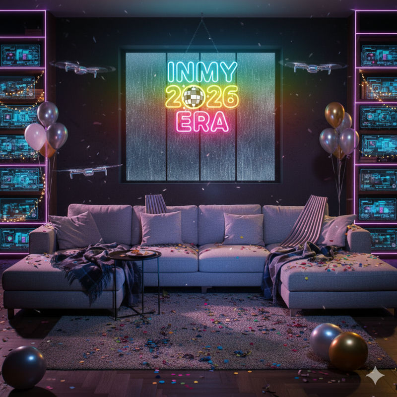 In My 2026 Era LED neon sign in a trendy pink sans-serif font, mounted on a wall by Neon.Shop.