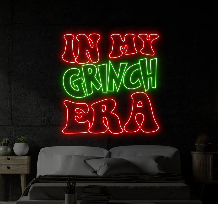 In My Grinch Era Merry Christmas Neon Sign for holiday parties and home décor by Neon.Shop.