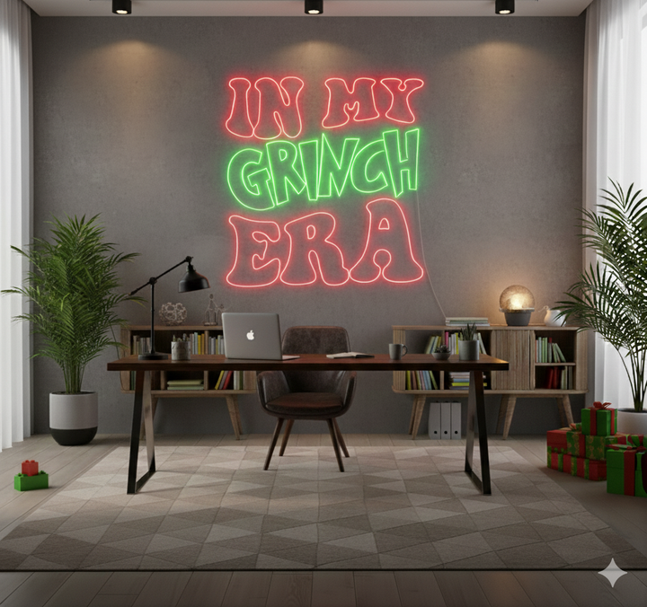 In My Grinch Era Merry Christmas Neon Sign for holiday parties and home décor by Neon.Shop.