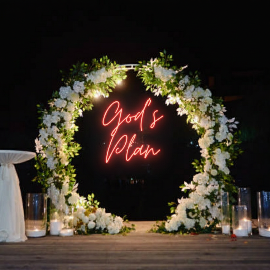Inspirational God’s Plan LED neon sign for wedding decor Neon.Shop