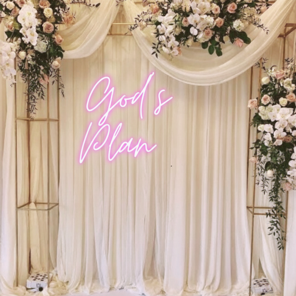 Inspirational God’s Plan LED neon sign for wedding decor Neon.Shop