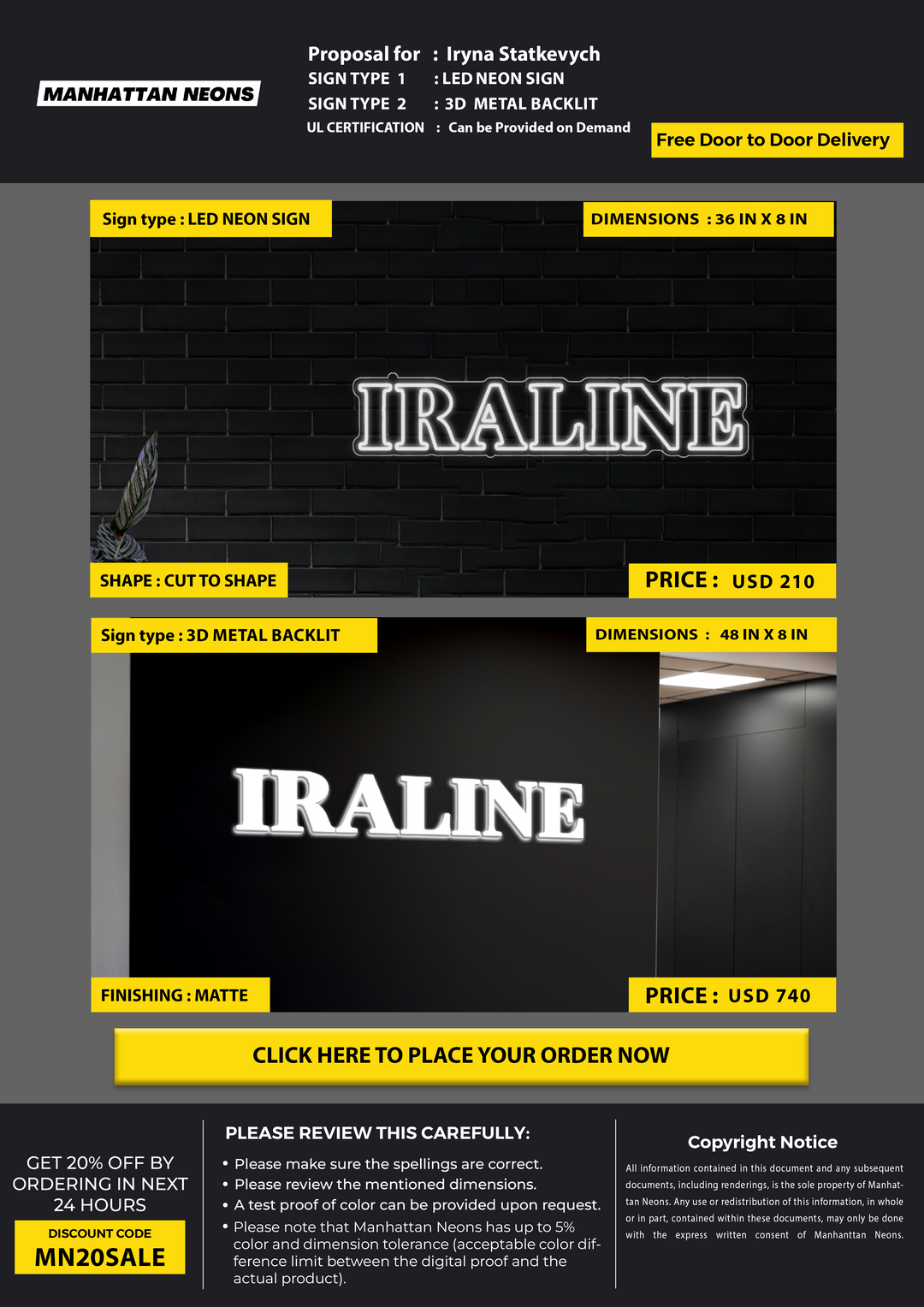 Business Signage for Iryna Statkevych