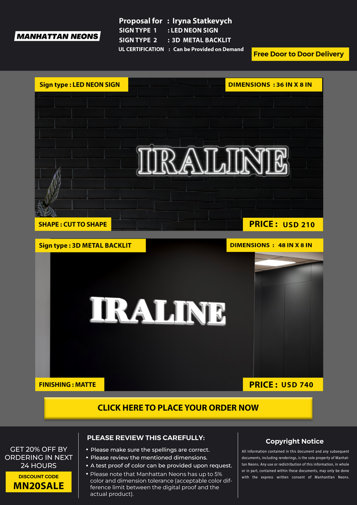 Business Signage for Iryna Statkevych