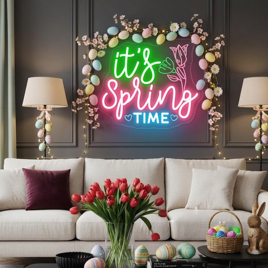 It's Spring Time Easter LED Neon Sign glowing spring message decorative neon light by Neon.shop