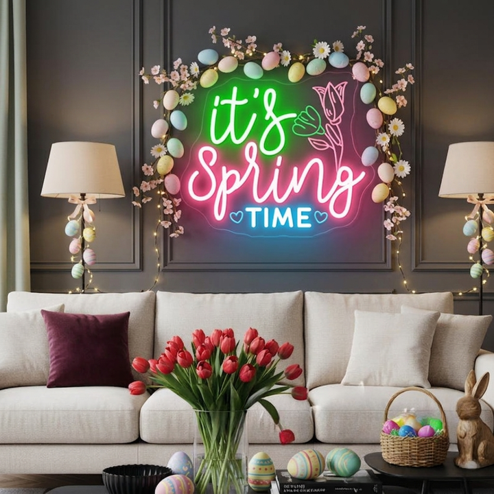 It's Spring Time Easter LED Neon Sign glowing spring message decorative neon light by Neon.shop