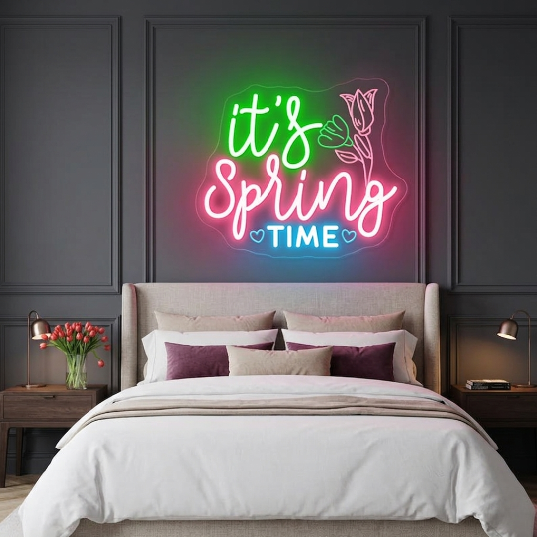 It's Spring Time Easter LED Neon Sign glowing spring message decorative neon light by Neon.shop