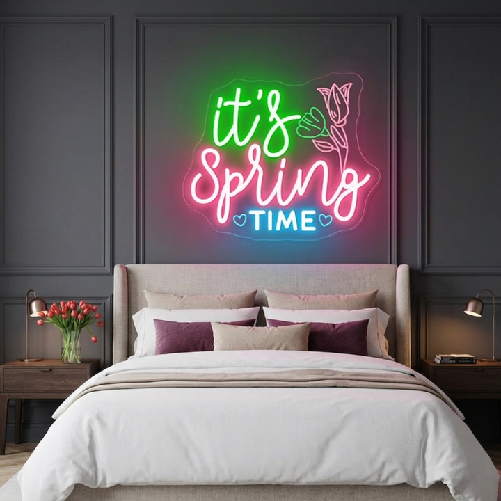 It's Spring Time Easter LED Neon Sign glowing spring message decorative neon light by Neon.shop