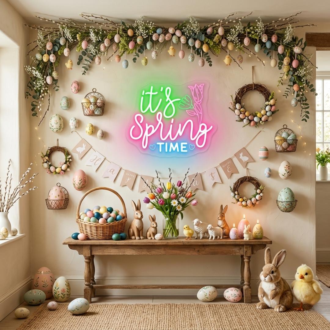 It's Spring Time Easter LED Neon Sign glowing spring message decorative neon light by Neon.shop