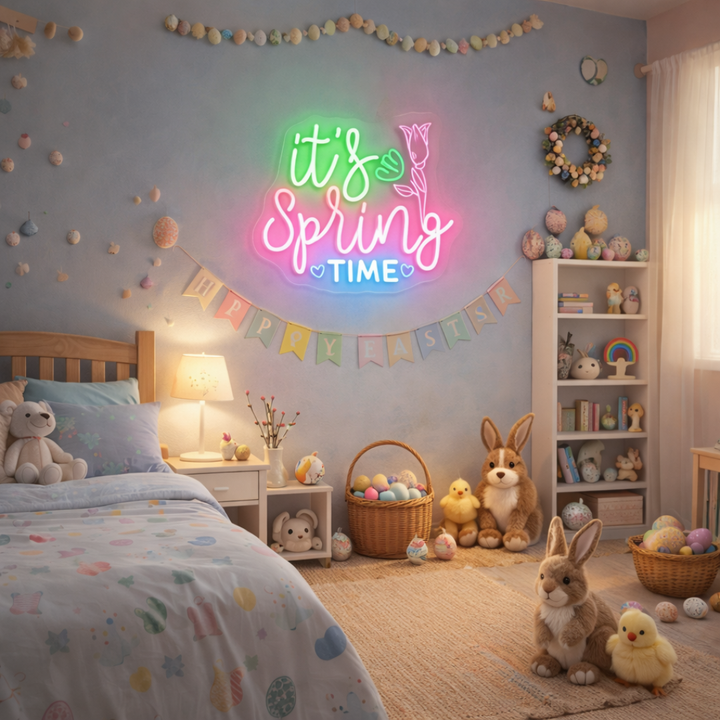 It's Spring Time Easter LED Neon Sign glowing spring message decorative neon light by Neon.shop
