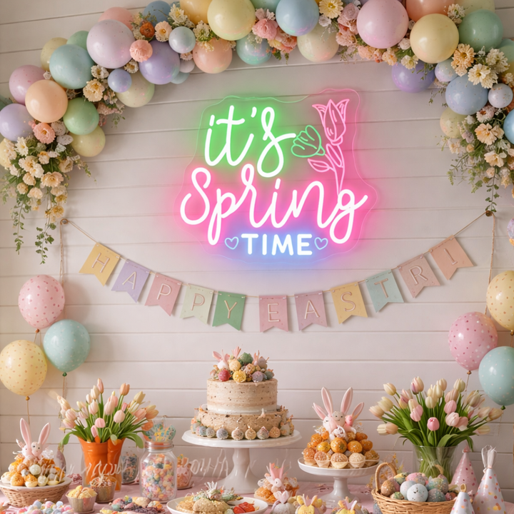 It's Spring Time Easter LED Neon Sign glowing spring message decorative neon light by Neon.shop
