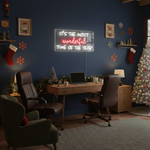 It’s the Most Wonderful Time of the Year Merry Christmas Neon Sign by Neon.Shop featuring glowing festive lettering for holiday décor.