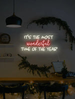 It’s the Most Wonderful Time of the Year Merry Christmas Neon Sign by Neon.Shop featuring glowing festive lettering for holiday décor.