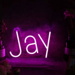 Jay Name LED Neon Sign in customizable LED tubing, personalized wall-mounted name light décor by Neon.Shop for bedrooms, events, and gifts.