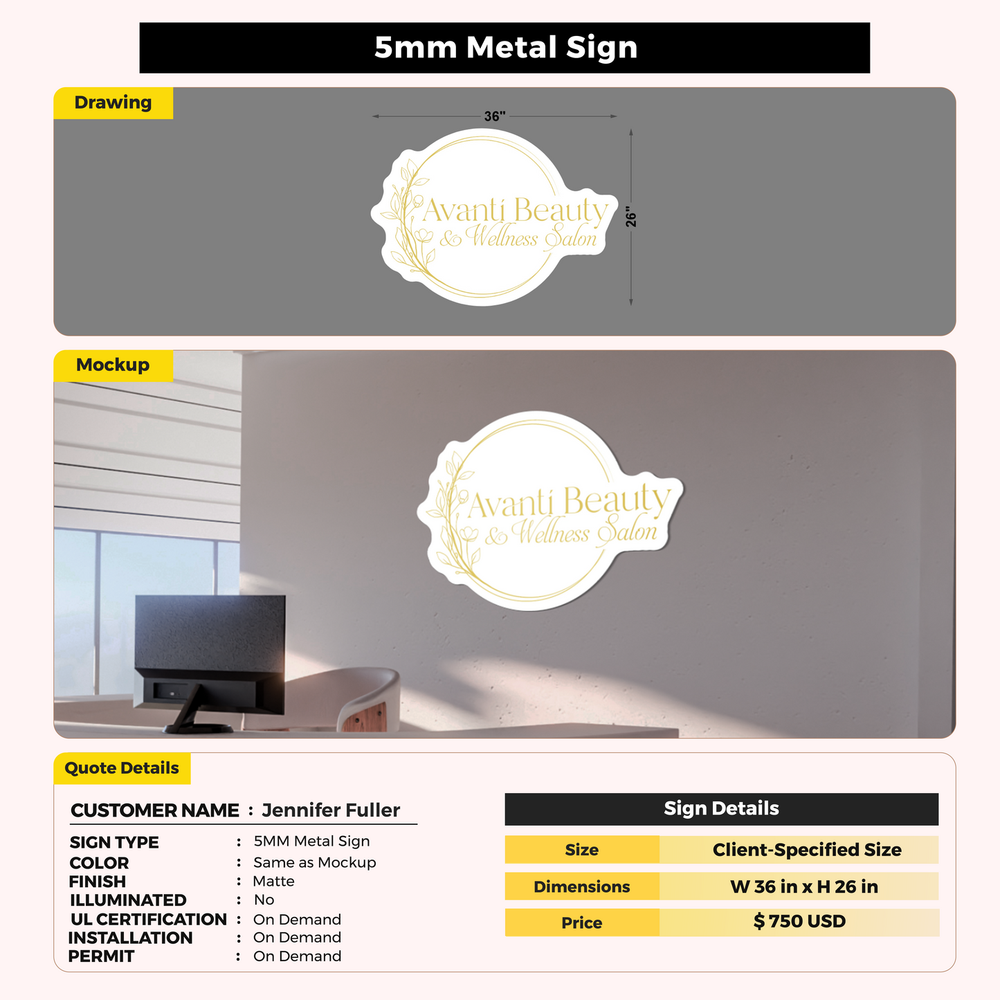 5MM Metal Sign For Jennifer Fuller