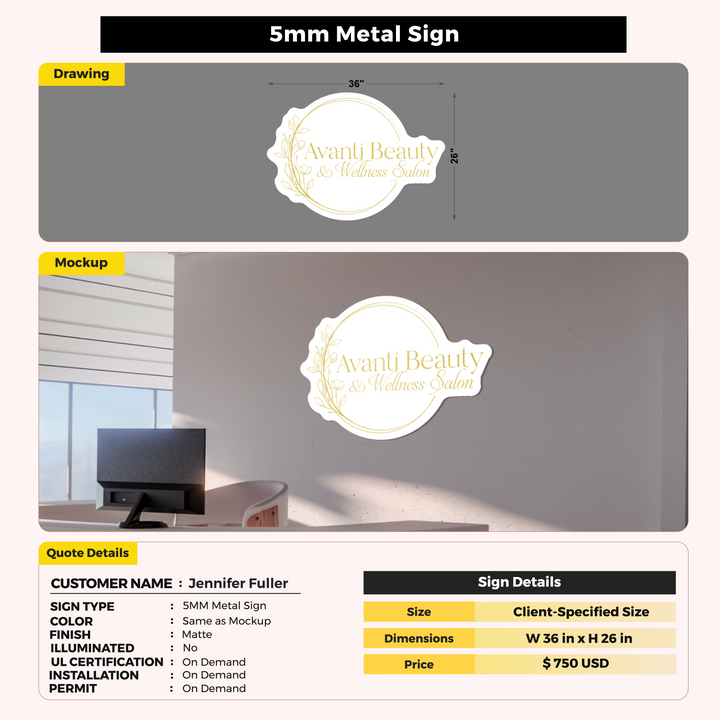 5MM Metal Sign For Jennifer Fuller