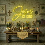 Jesus Is King Easter Neon Sign glowing Christian LED wall decor by Neon.Shop