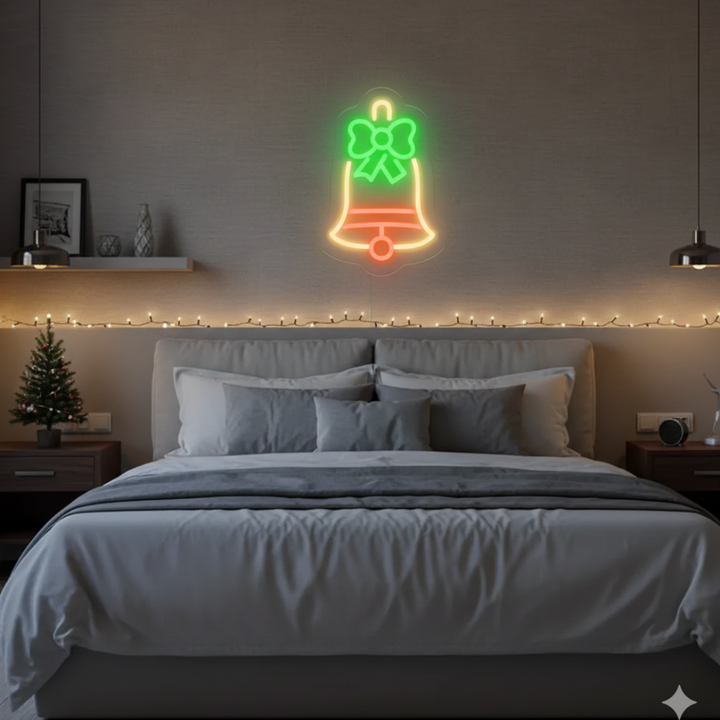 Jingle Bells Merry Christmas Neon Sign by Neon.Shop featuring glowing festive Lights for holiday décor.