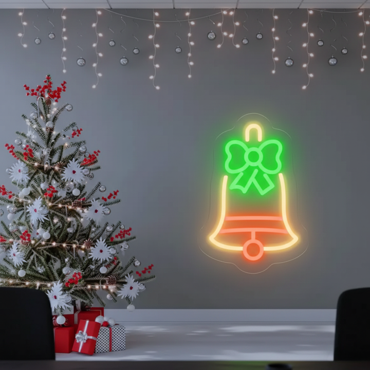 Jingle Bells Merry Christmas Neon Sign by Neon.Shop featuring glowing festive Lights for holiday décor.