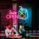 Juice Open neon sign by Neon.Shop for juice bars, smoothie shops, and cafés