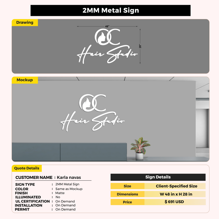 Customl Signs for Karla navas