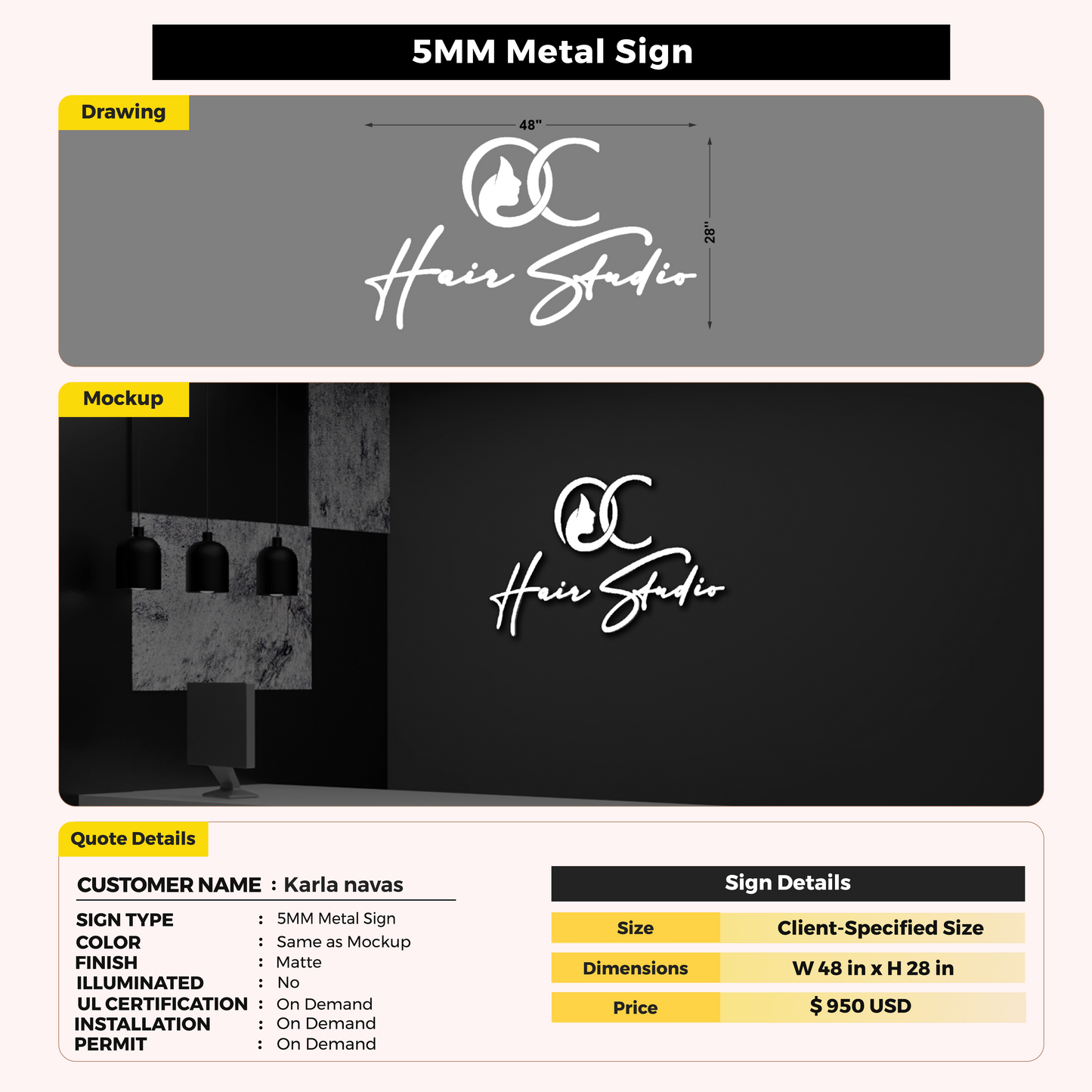 Customl Signs for Karla navas