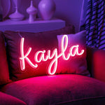 Kayla Name LED Neon Sign in customizable LED tubing, personalized wall-mounted name light décor by Neon.Shop for bedrooms, events, and gifts.