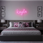 Kayla Name LED Neon Sign in customizable LED tubing, personalized wall-mounted name light décor by Neon.Shop for bedrooms, events, and gifts.