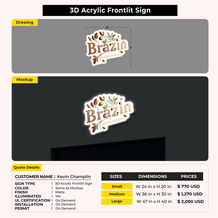 Custom Signs For Kevin Champlin