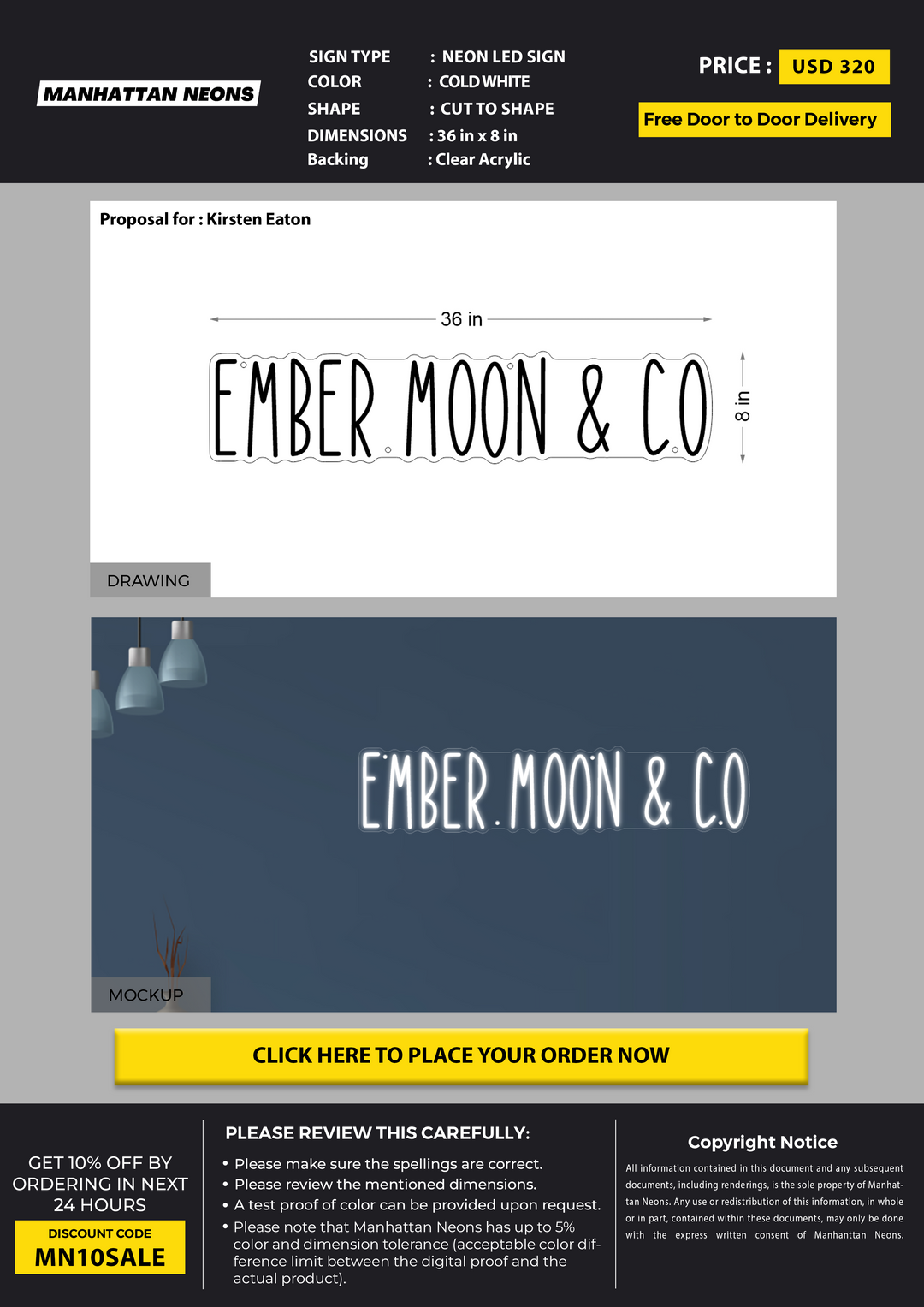 LEd neon sign for Kirsten Eaton