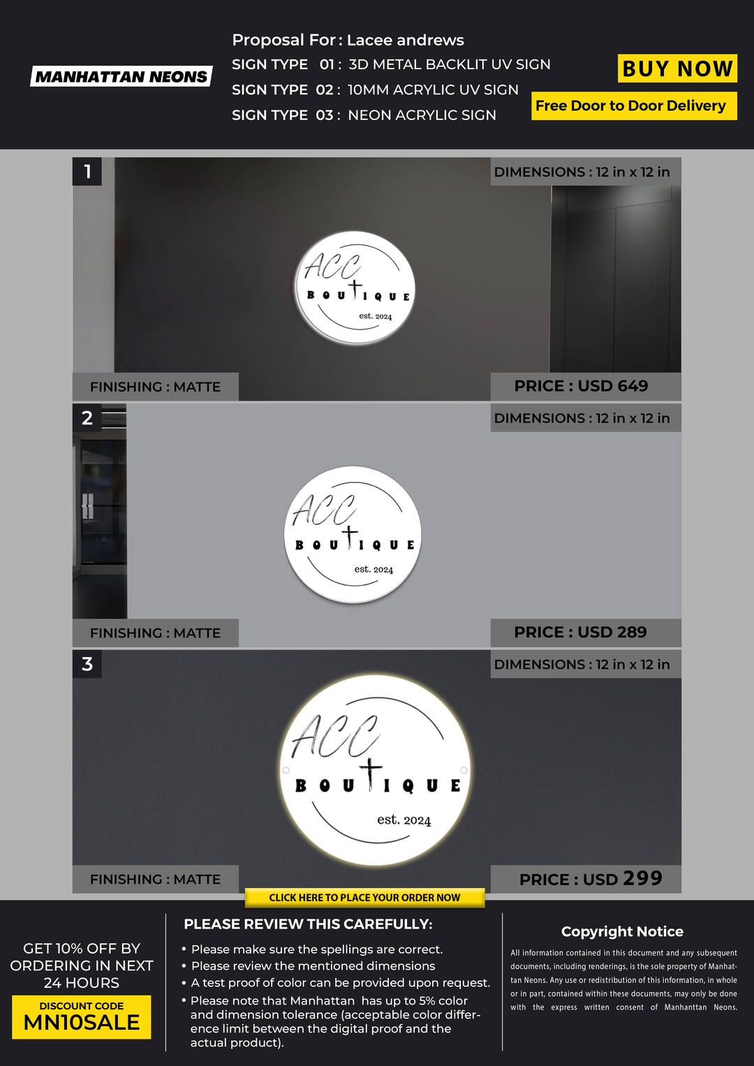 Business signage for Lacee andrews
