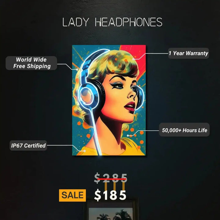 Lady Headphones UV Light | Elevate Your Audio Experience
