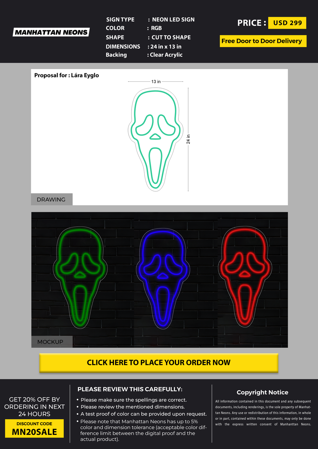 LED neon sign for Lára Eyglo