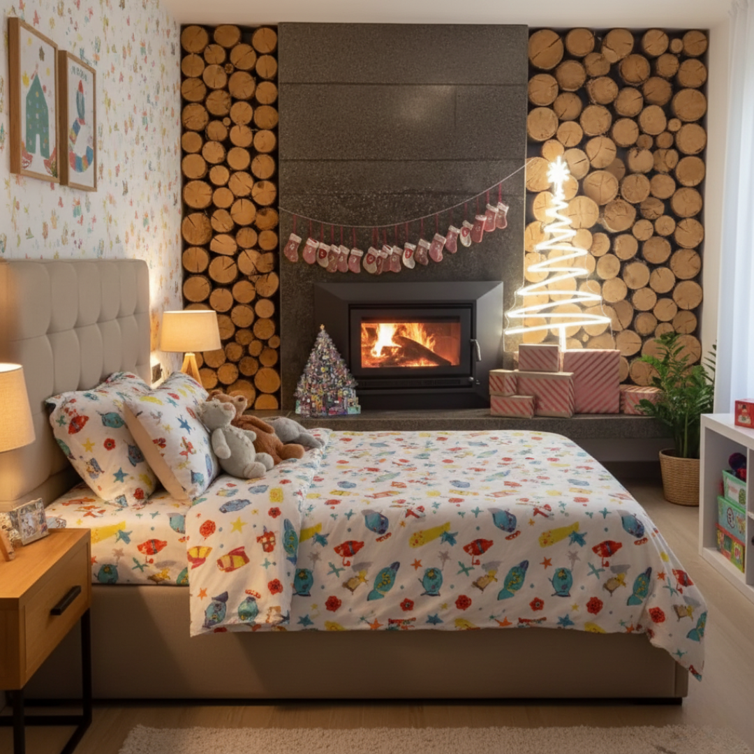 Large Modern Tree Merry Christmas Neon Sign by Neon.Shop glowing in vibrant LED light with sleek modern Christmas tree design.