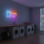 Laundry Open neon sign by Neon.Shop attracting clients to a laundromat day and night