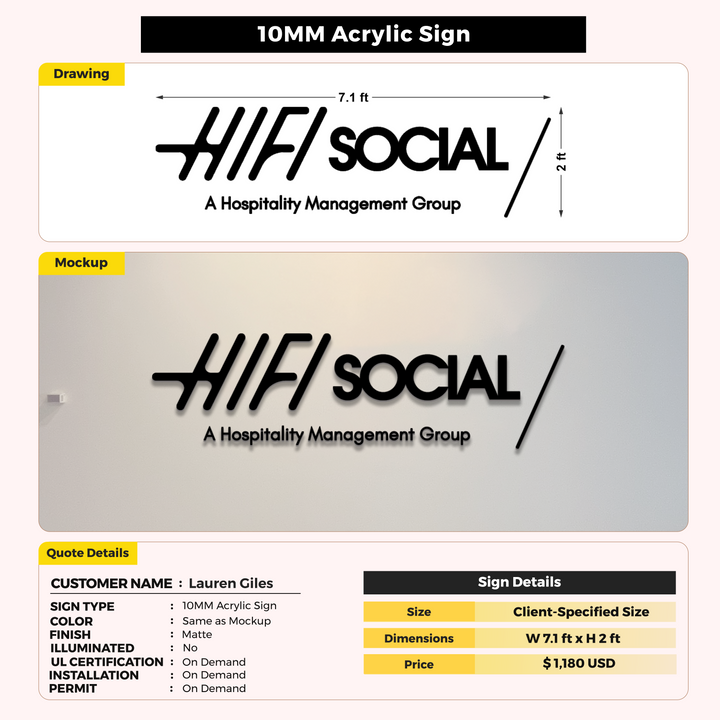 10MM Acrylic Sign For Lauren Giles