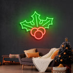 Leaves Merry Christmas Neon Sign by Neon.Shop featuring glowing leaf elements and “Merry Christmas” text for holiday décor.