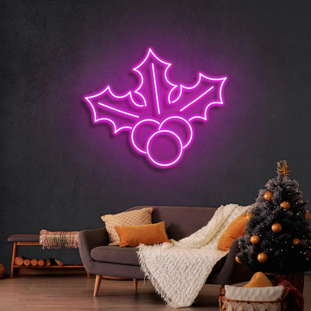 Leaves Merry Christmas Neon Sign by manhattanneons.com - Add a festive touch with this beautiful leaves-themed neon sign.