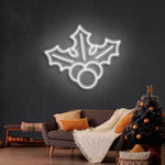 Leaves Merry Christmas Neon Sign by Neon.Shop featuring glowing leaf elements and “Merry Christmas” text for holiday décor.
