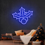 Leaves Merry Christmas Neon Sign by Neon.Shop featuring glowing leaf elements and “Merry Christmas” text for holiday décor.
