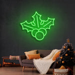 Leaves Merry Christmas Neon Sign by Neon.Shop featuring glowing leaf elements and “Merry Christmas” text for holiday décor.
