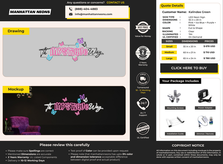 LED Neon Sign For Kalindee Green