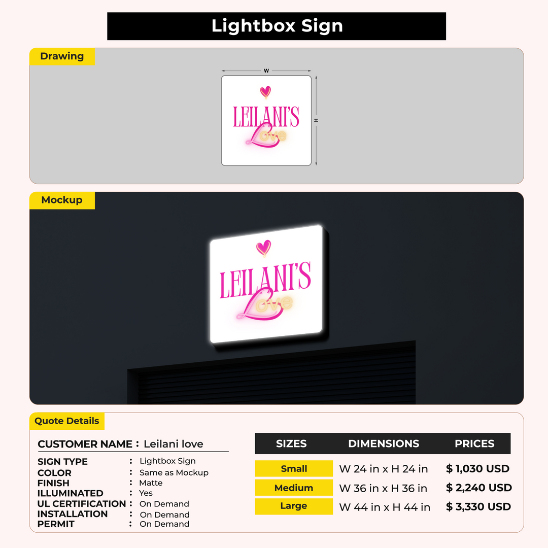 Custom Signs for Leilani love