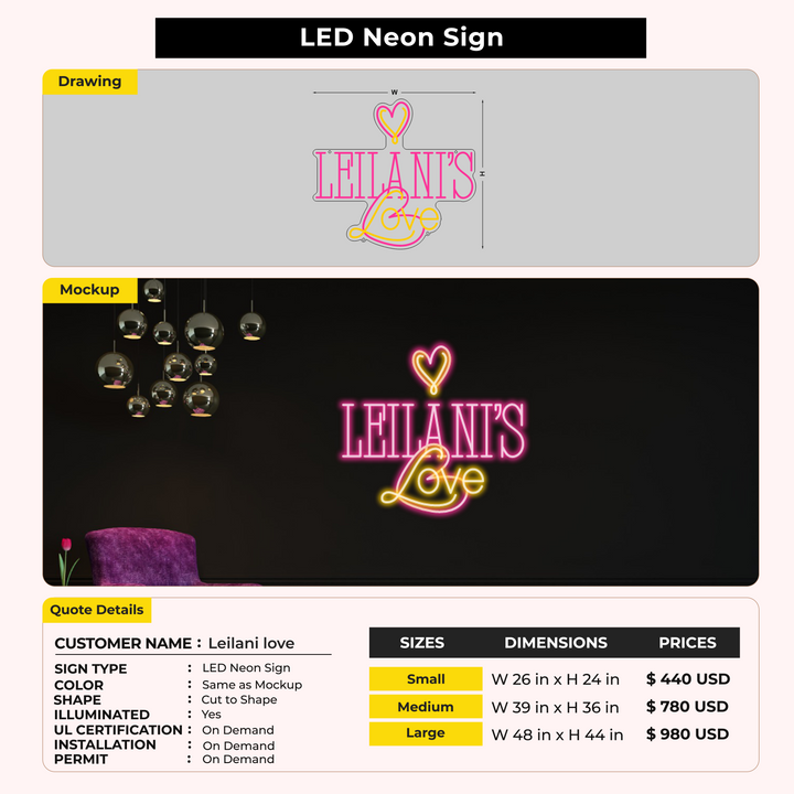 Custom Signs for Leilani love