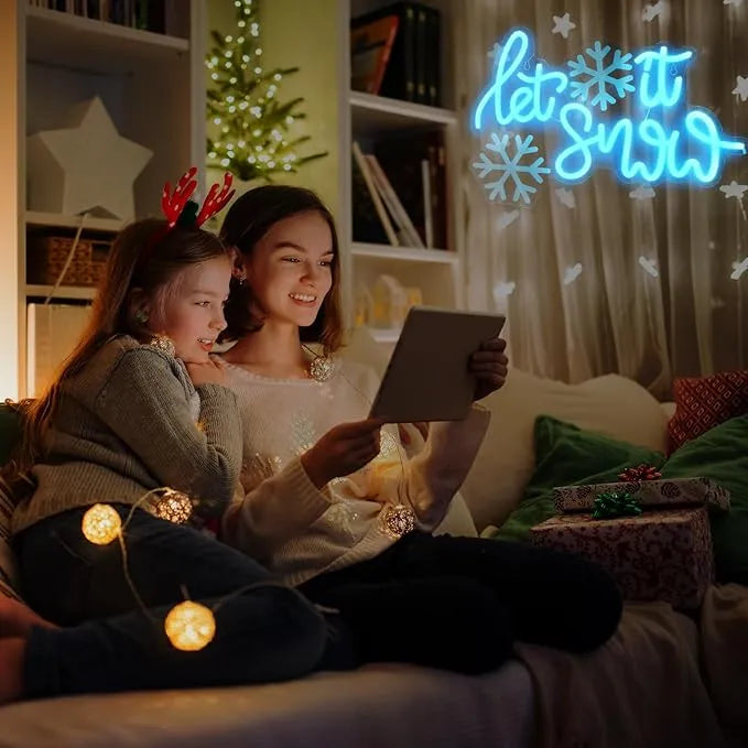 Let It Snow Merry Christmas Neon Sign by manhattanneons.com - Bring a winter wonderland to your space with this "Let It Snow" neon sign.
