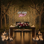 Let Love Glow Wedding LED Neon Sign glowing at reception by Neon.Shop