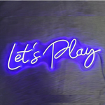Let’s Play LED neon sign glowing brightly, perfect for gaming rooms and entertainment spaces by Neon.Shop